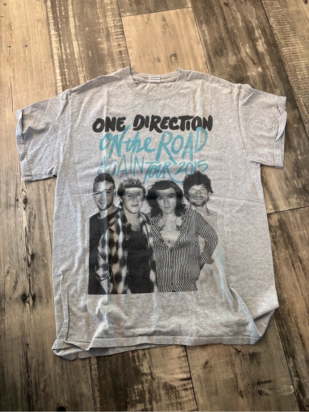 One Direction Tour Tee with Turquoise & Black Print